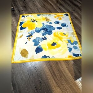 - - Floral Yellow and Blue Scarf. Di Fizenge . Watercolour like art. Large…